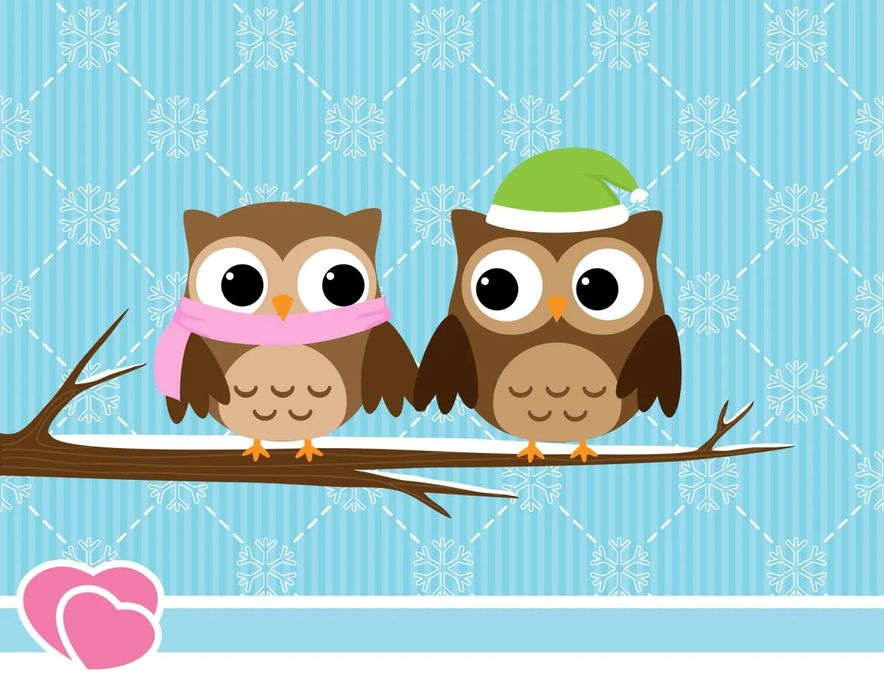 Winter owl couple