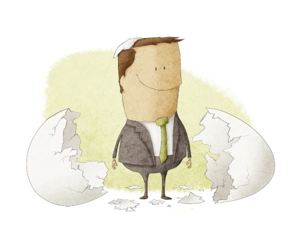 businessman born from an egg