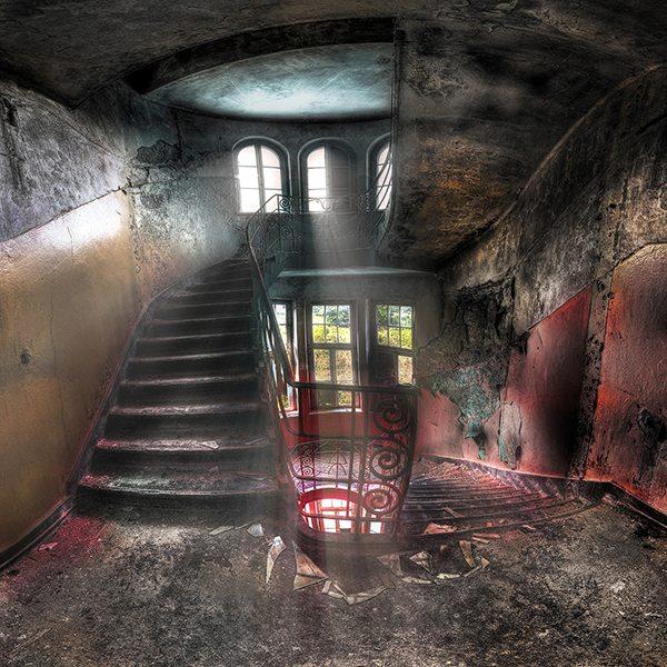 Staircases in an abandoned complex