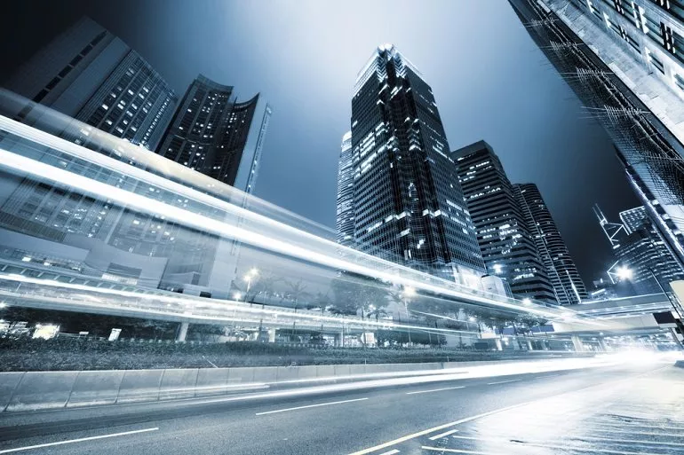 Traffic in Hong Kong at night