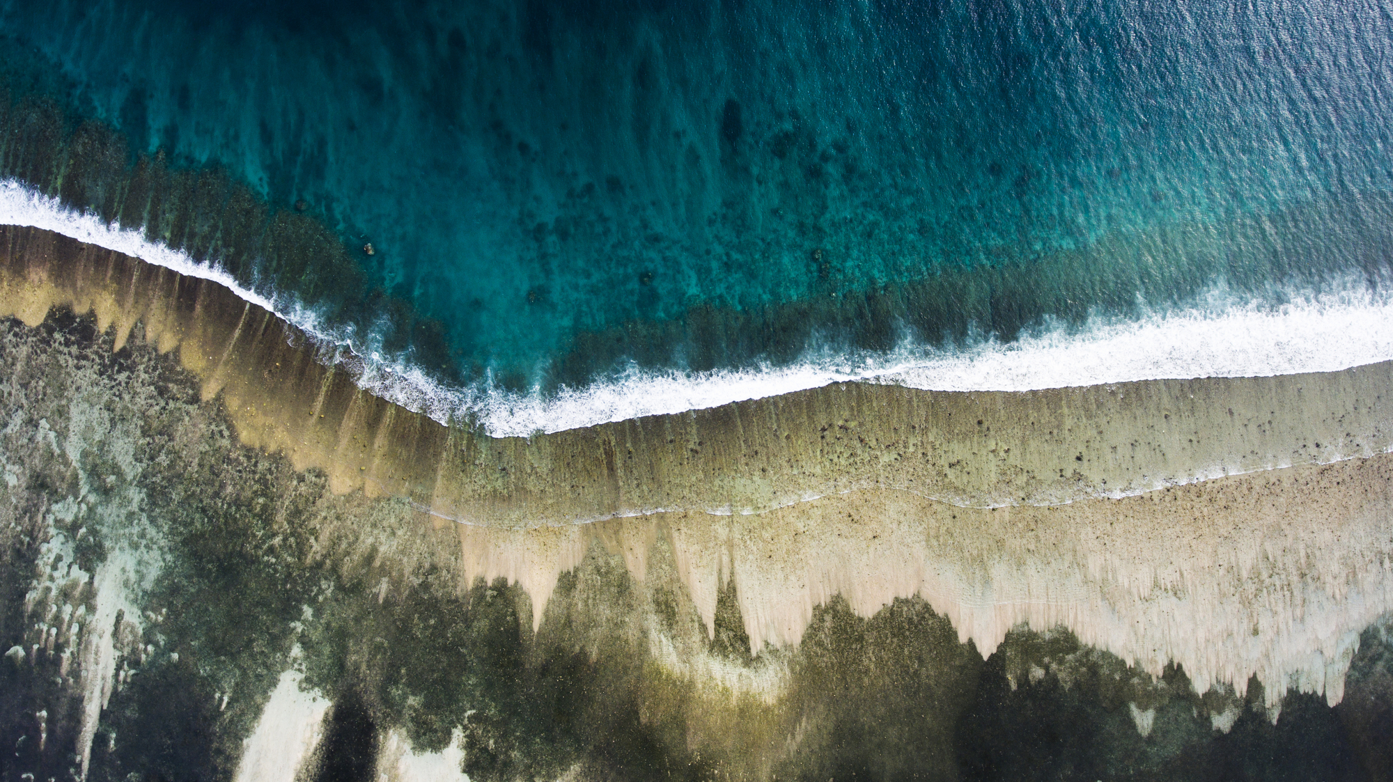 Top view aerial photo from flying drone of sea