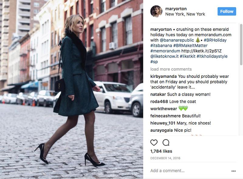 example of micro influencer marketing from banana republic