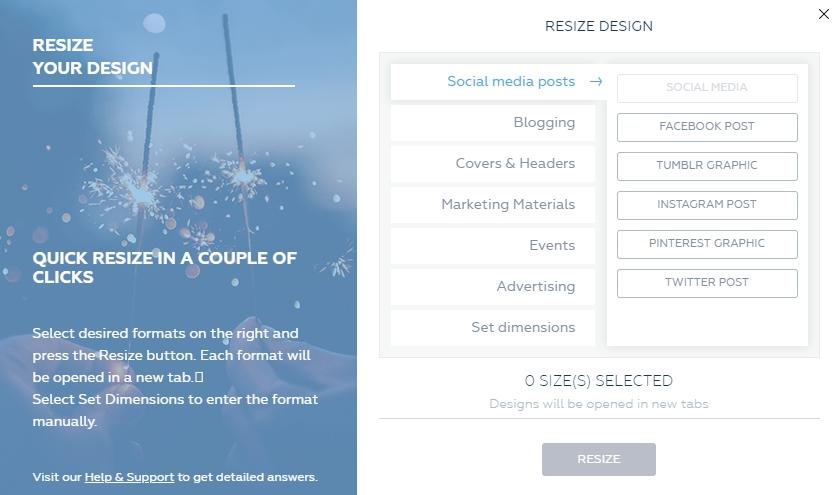 how to resize designs for different platforms and social media