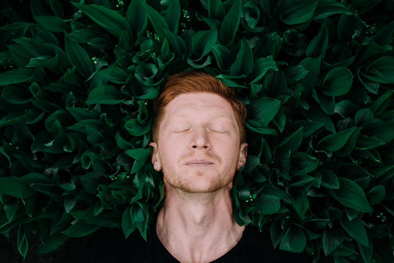 Marta Syrko photography man and green leaves