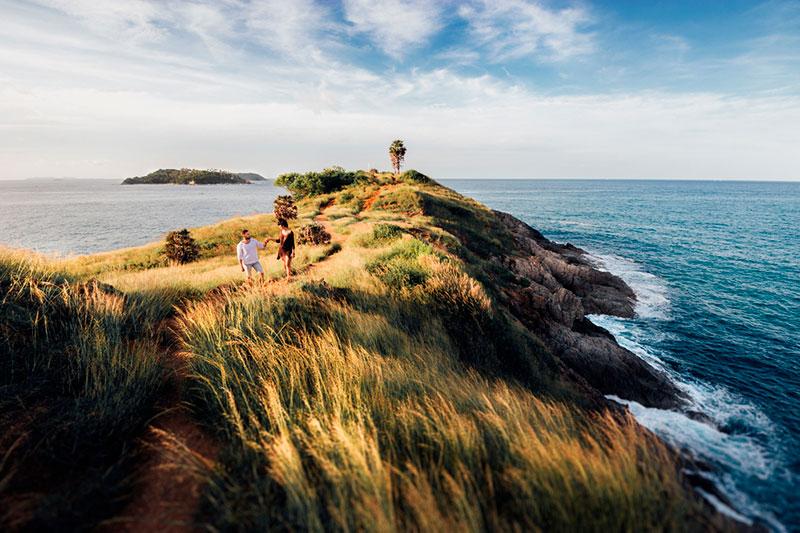 Couple in love on an island