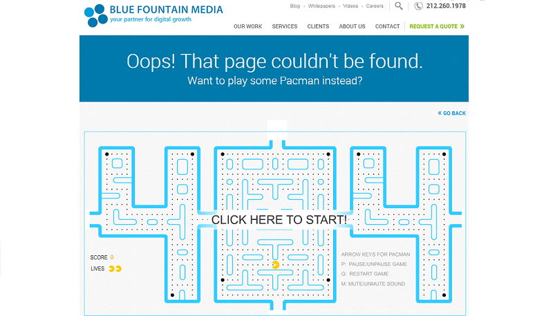 Blue Fountain Media 404 error page