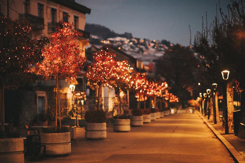 Alley with Christmas lights