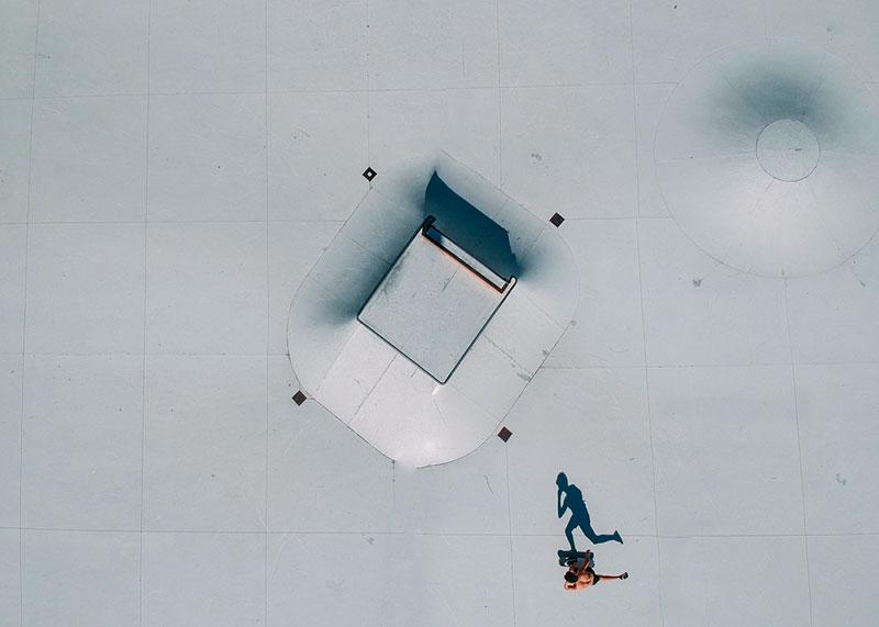 trendy photography - skatepark from above aerial view shadows