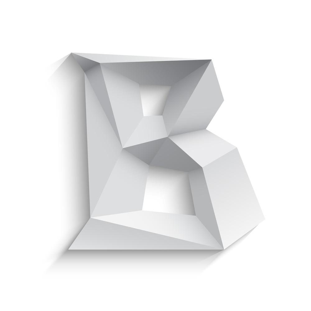 Vector illustration of 3d letter B on white background.