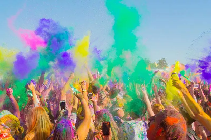 People having fun at Holi festival of colours