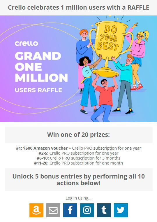 participate in crello's raffel to win prizes