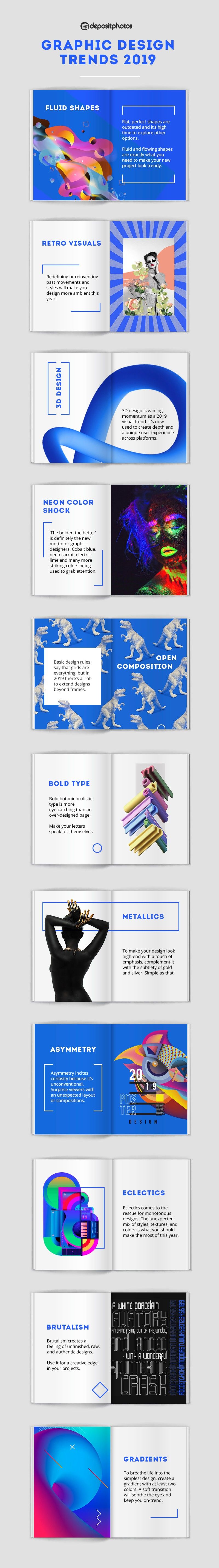 graphic design trends 2019 infographic by Depositphotos