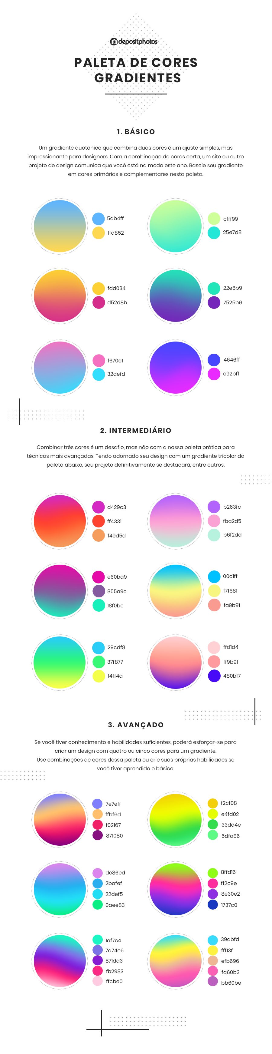 Paleta de cores gradientes para o seu próximo projeto