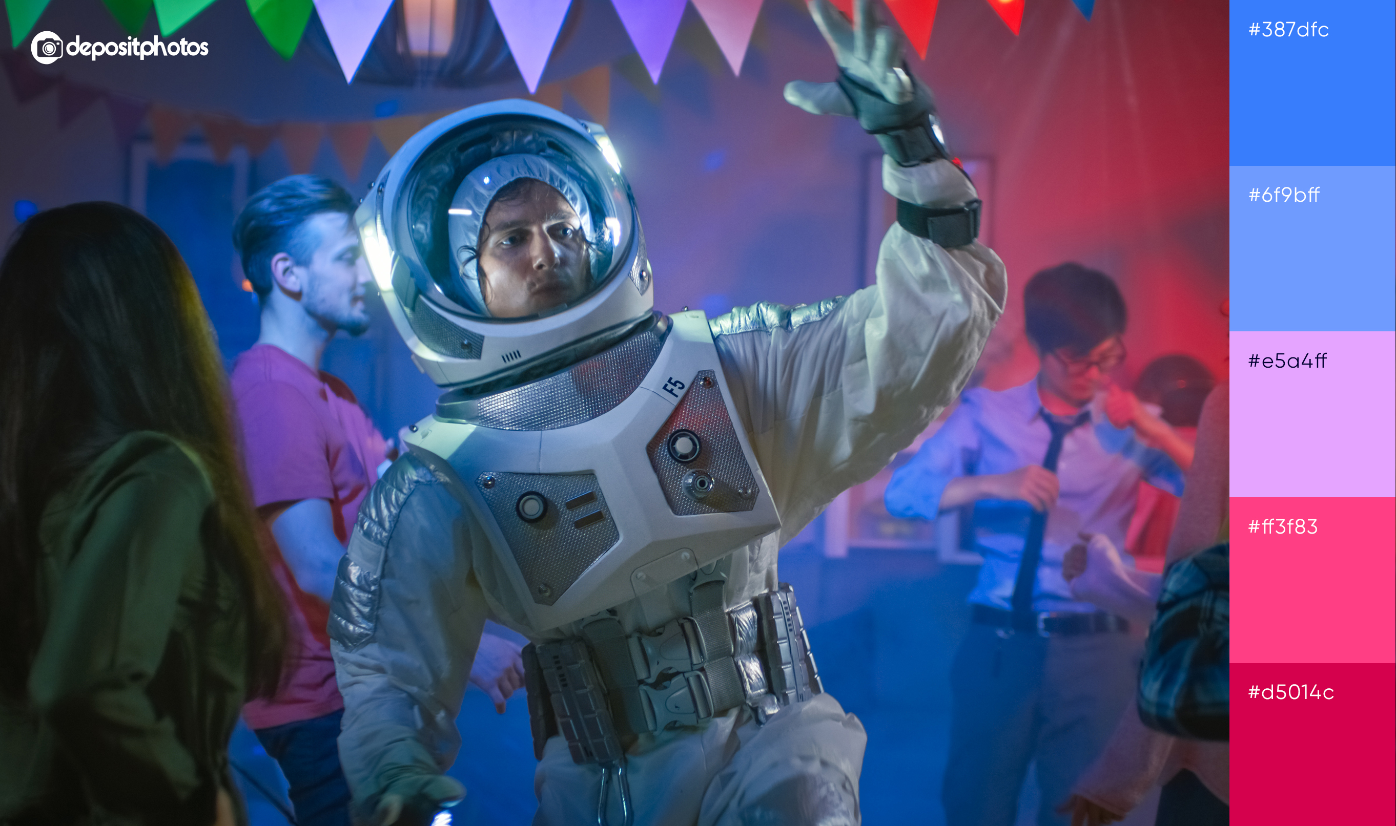 man partying in spacesuit