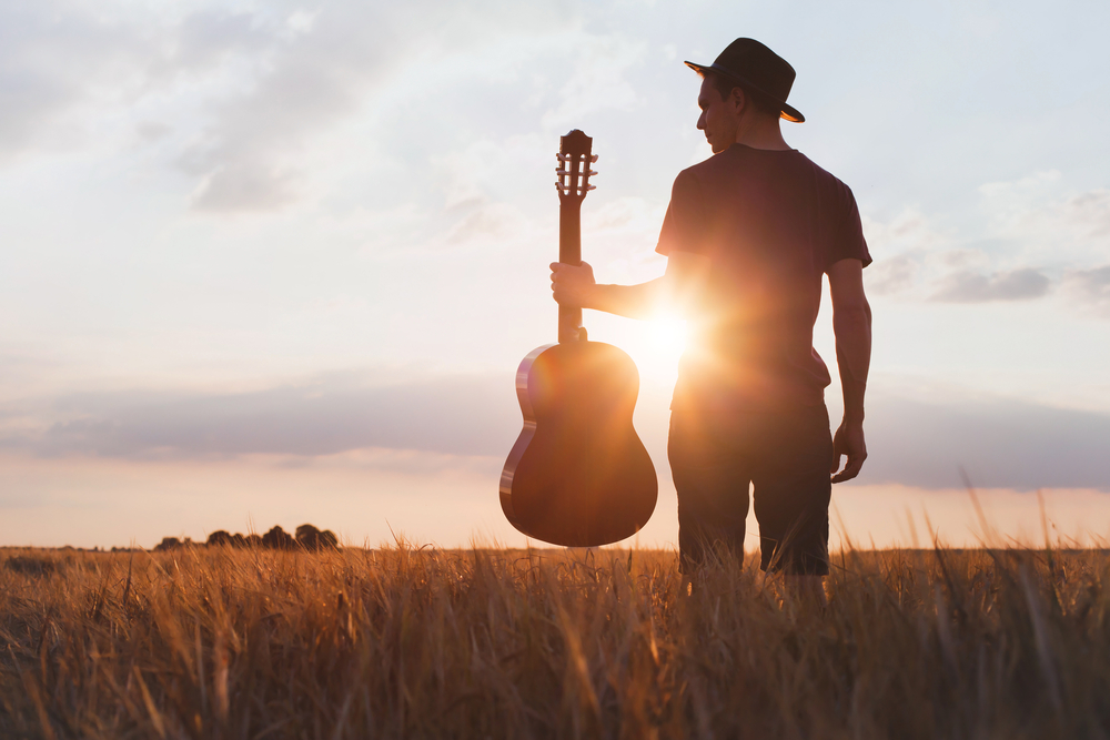 silhouette at sunset field