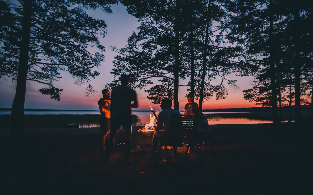 friends watching sunset