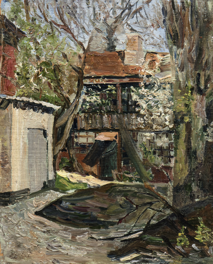 courtyard oil painting