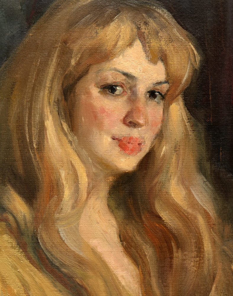 young woman oil painting