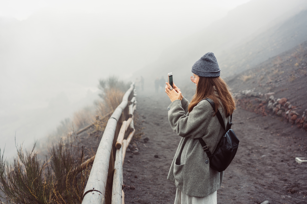 Girl climbs the path