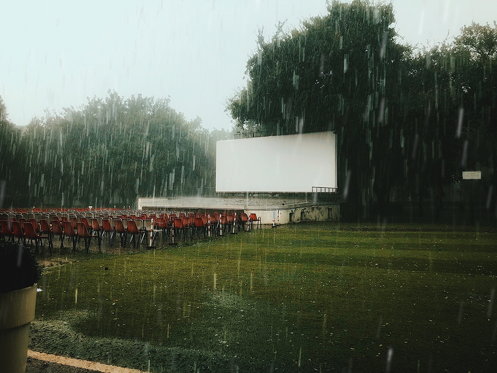 house in the rain