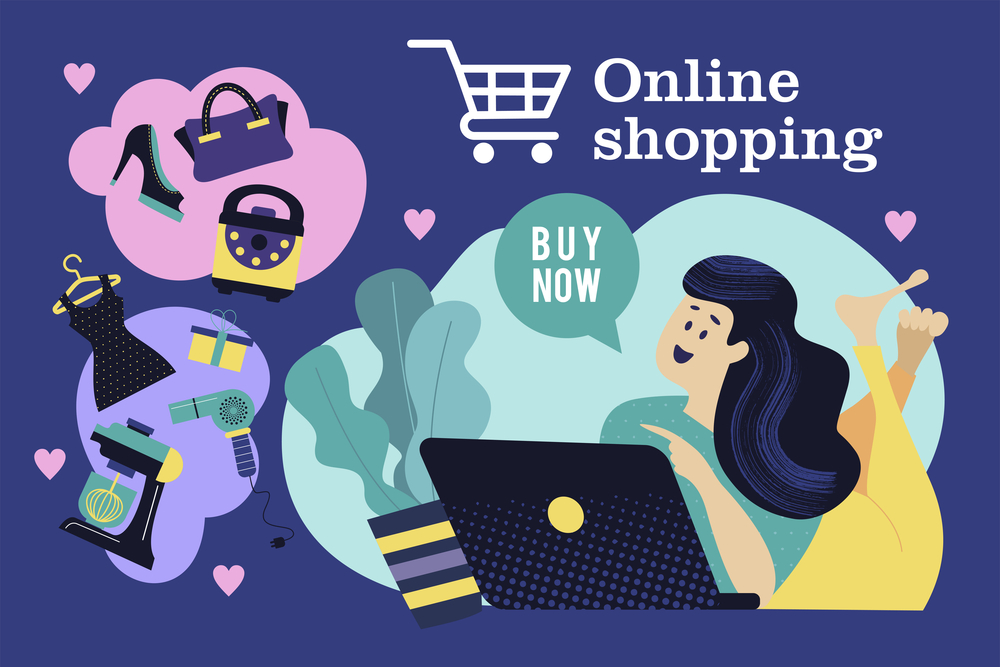 Online shopping. Vector illustration.