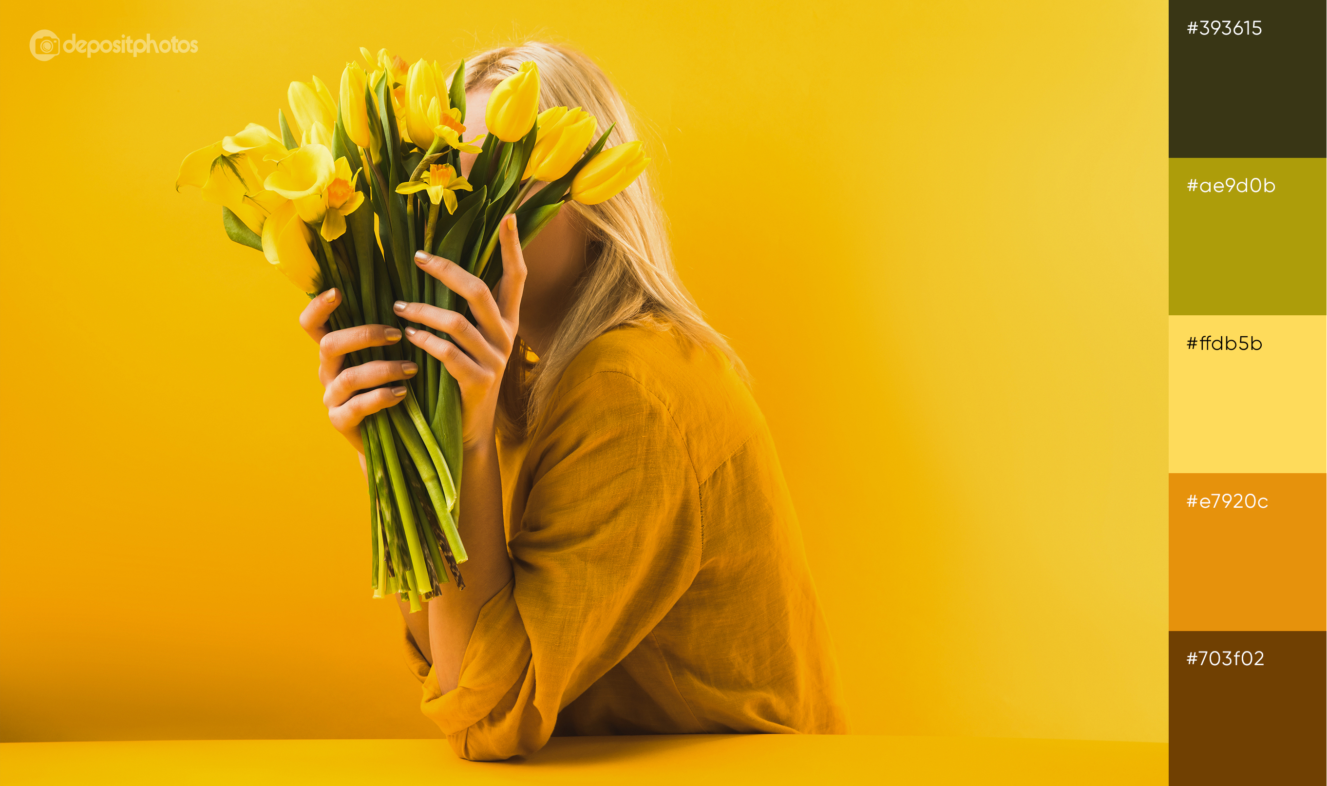 photo of woman with tulips