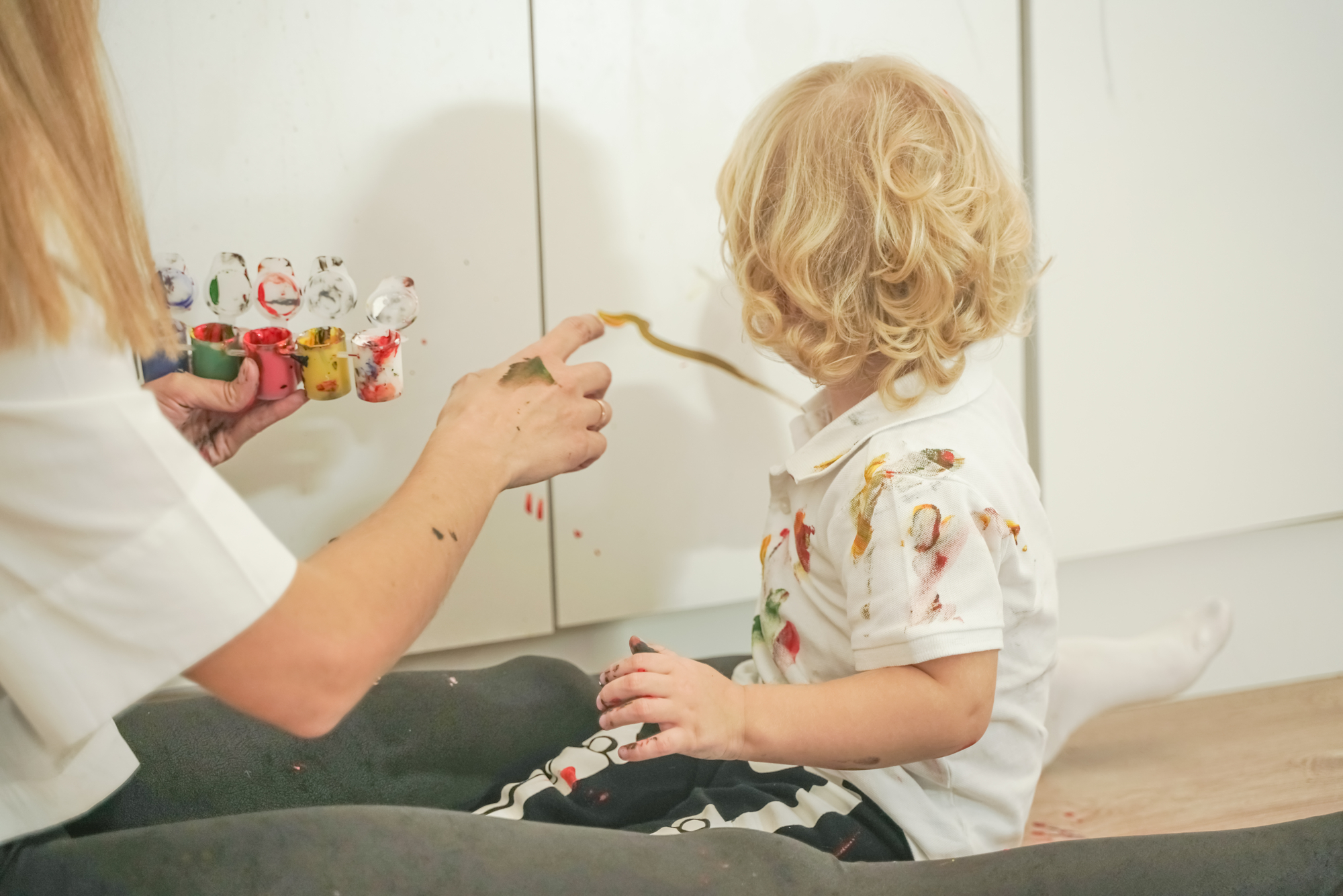 a cheerful mother and a joyful stock photo