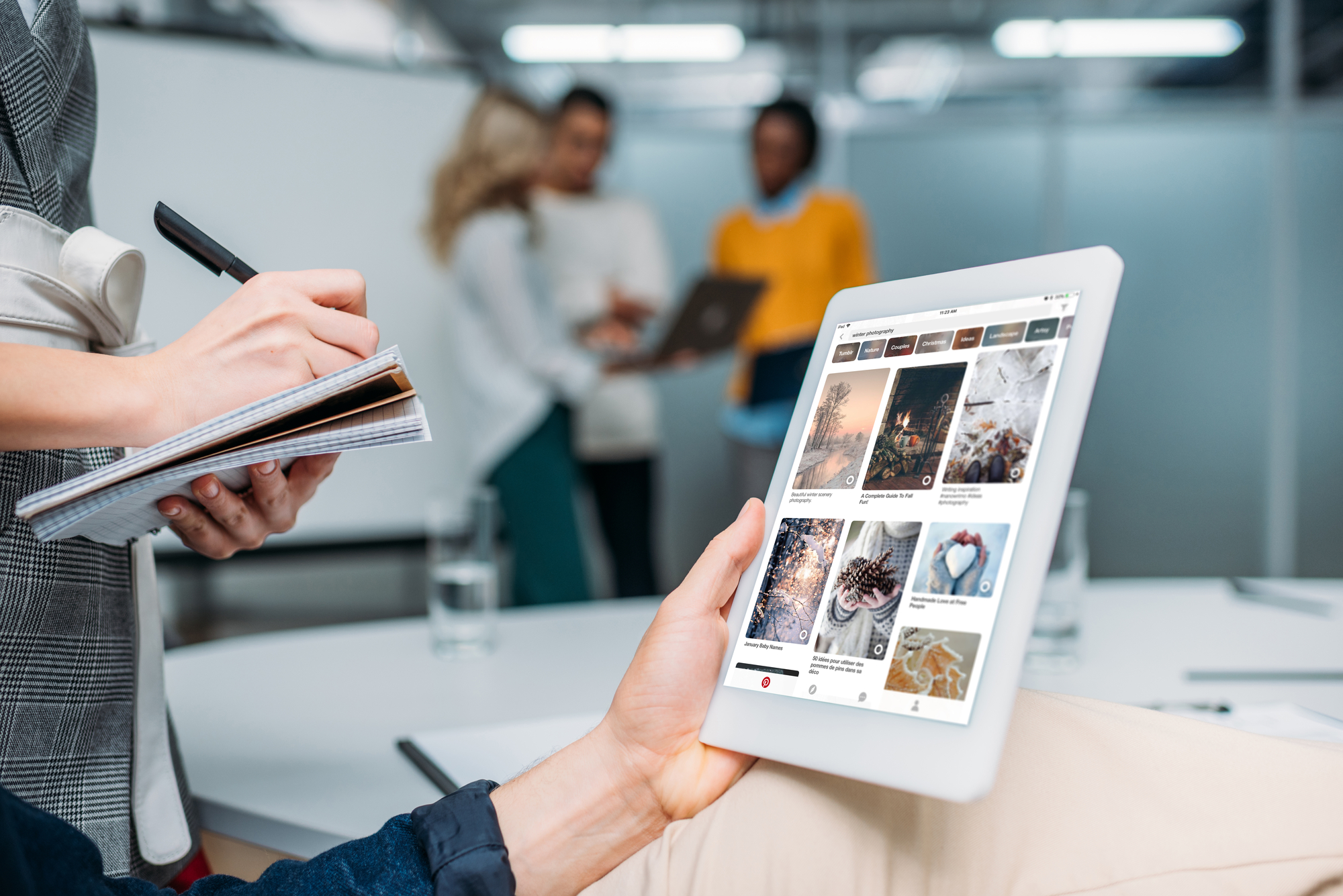 stock photo of hand with ipad