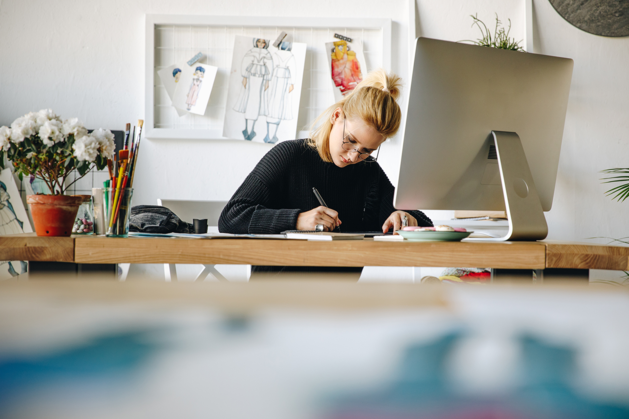 stock image creative woman working