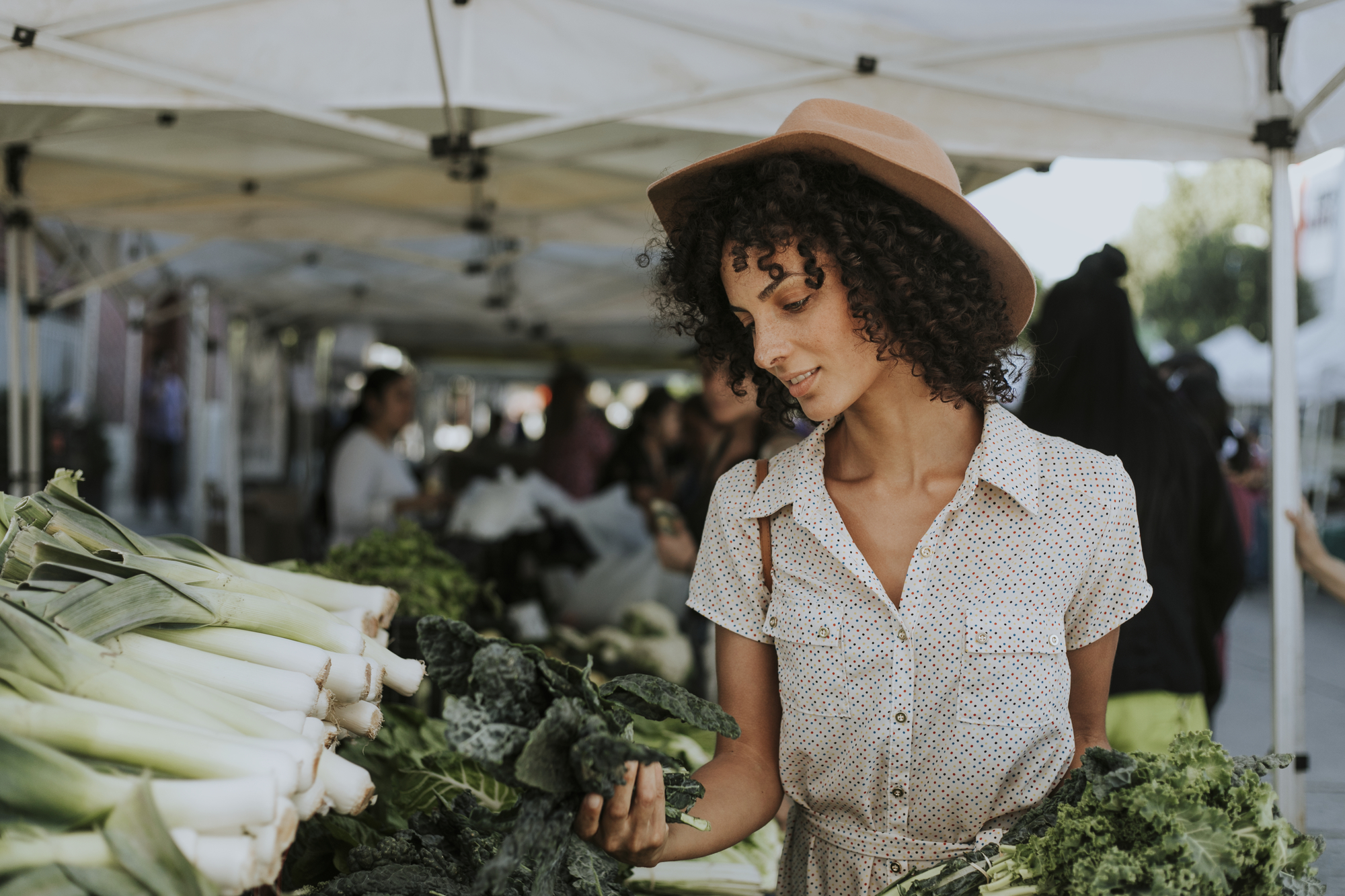 stock image woman on farmer's market