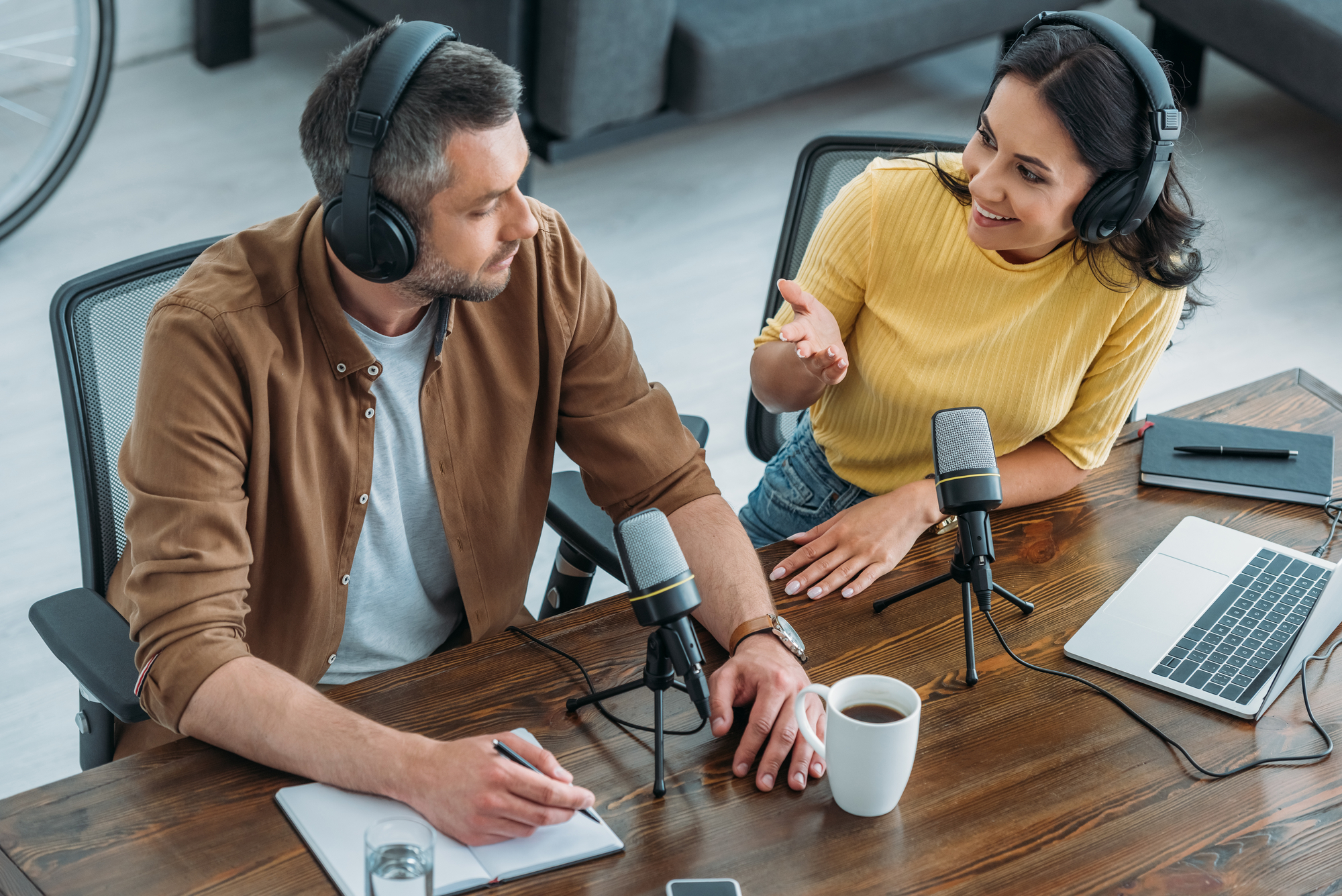 stock photo of radio anchors