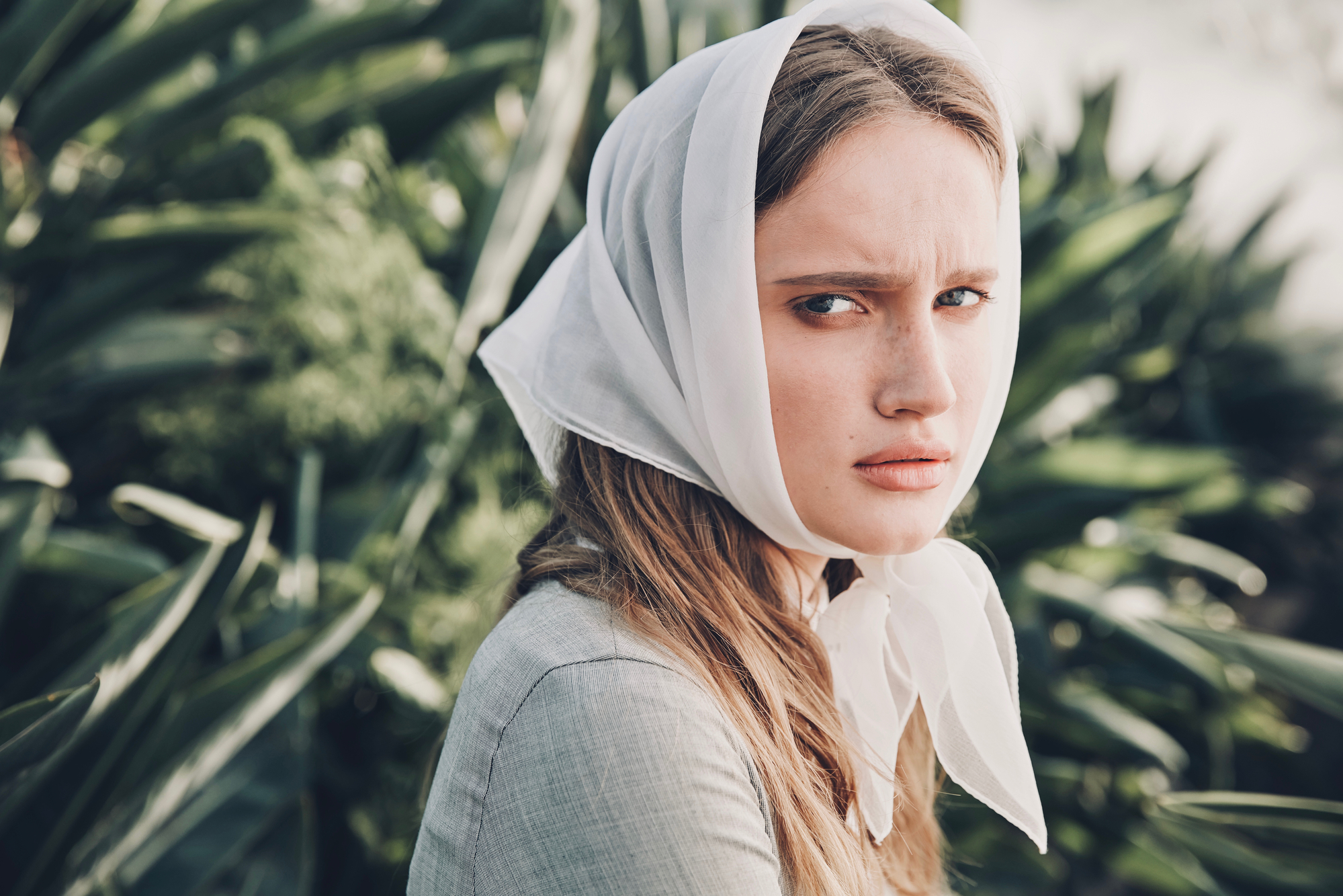 Portrait of young beautiful serious girl