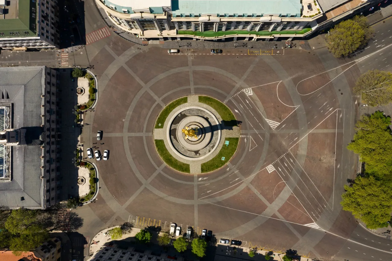 Drone shot of Tbilisi on Lock down April 2020 stock photo