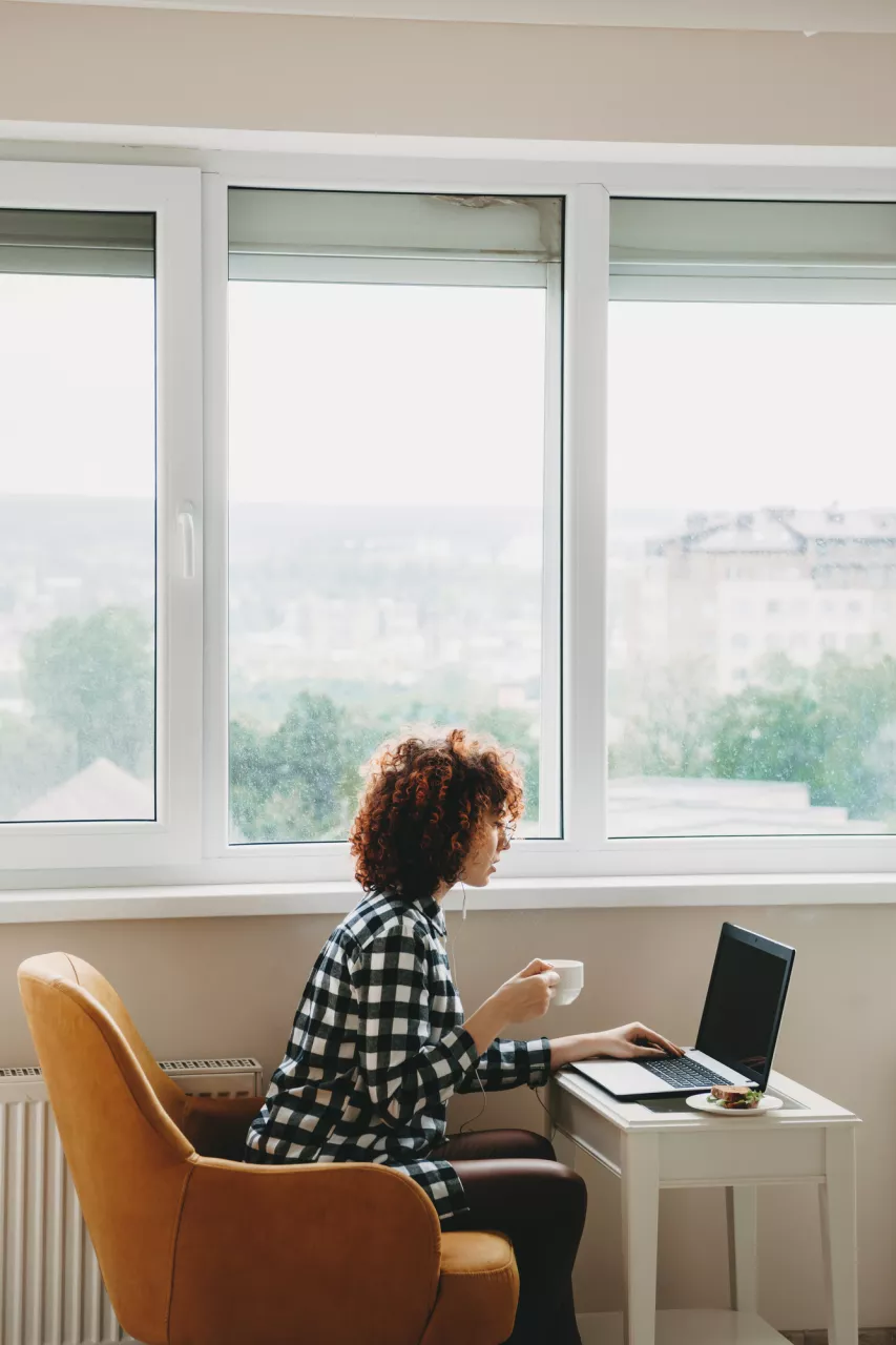 caucasian business woman working stock photo