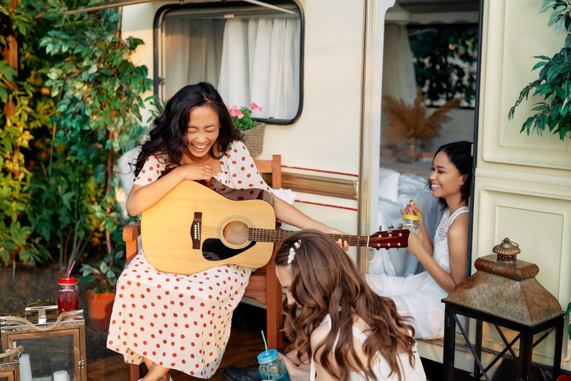 Laughing happy women stock photo