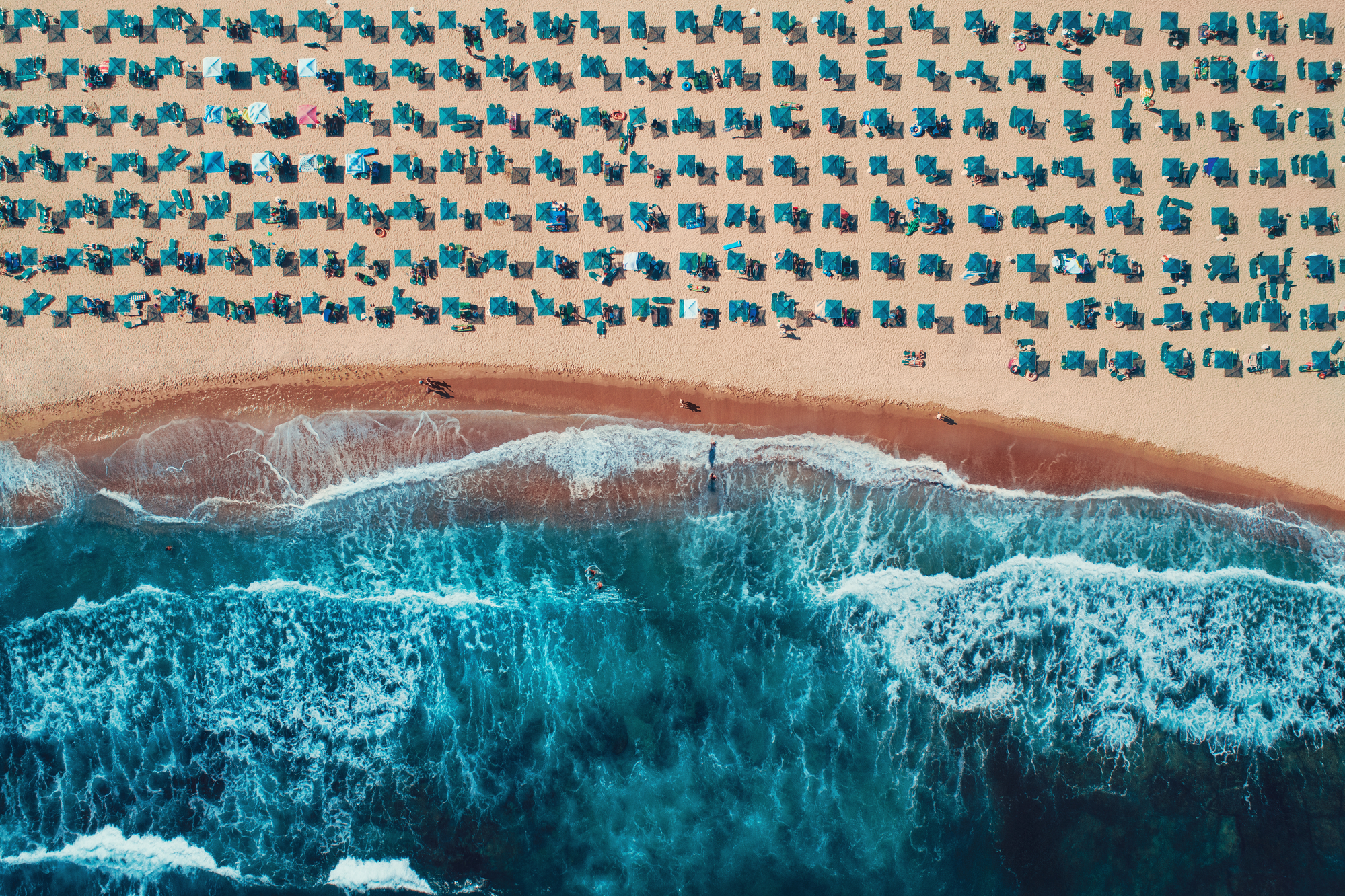 Aerial top view on the beach.