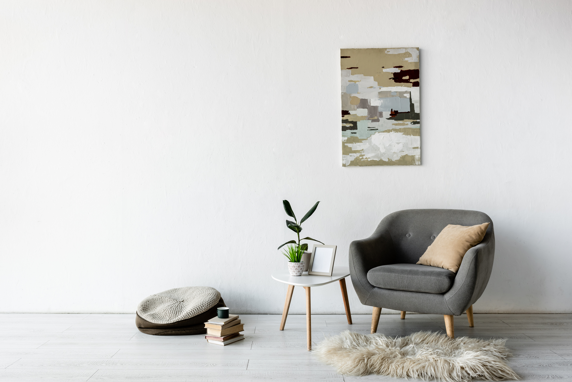 bright and cosy interior stock photo