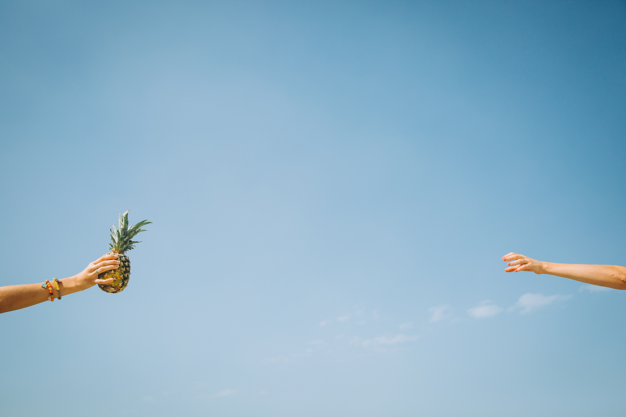 blue sky with hands stock photo