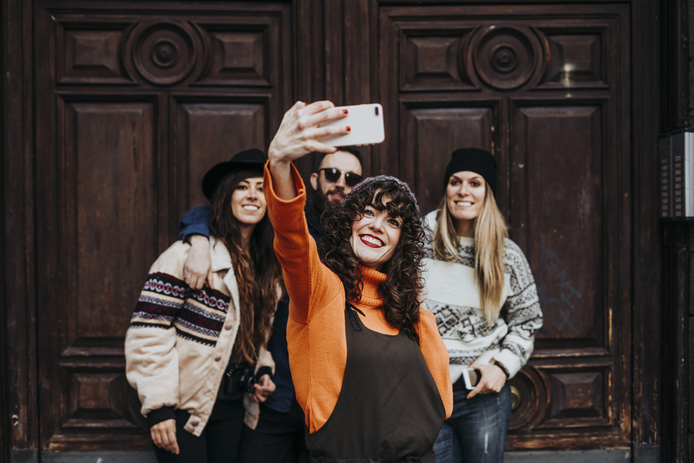 friends selfie stock photo