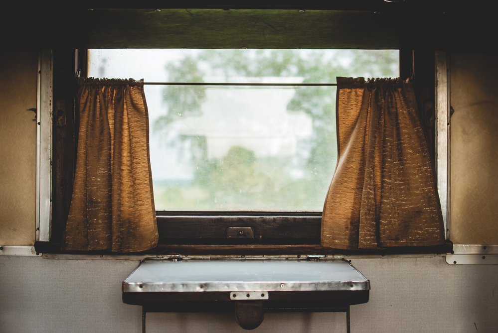 stock photo old train window