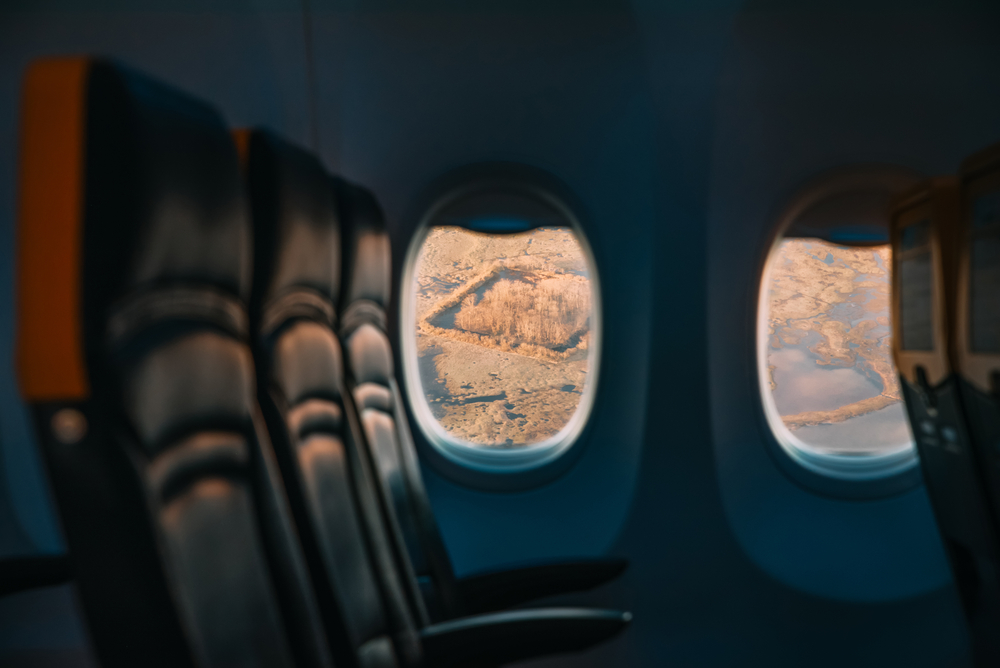 stock photo airplane window