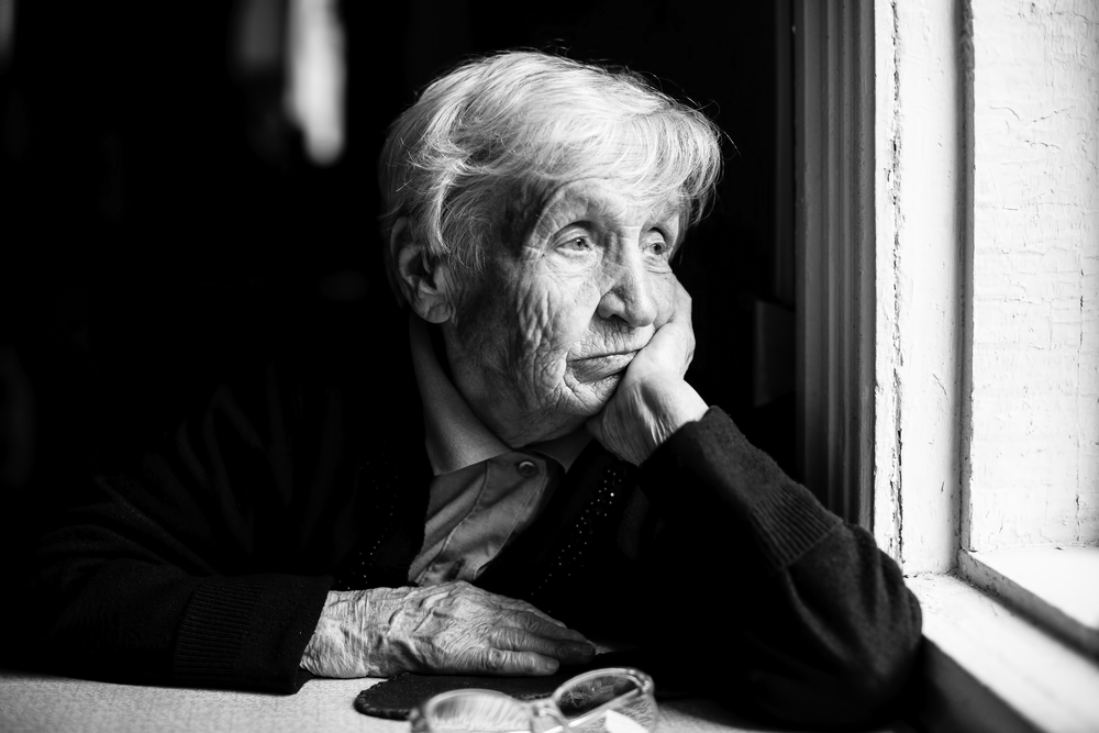 stock photo black and white old woman