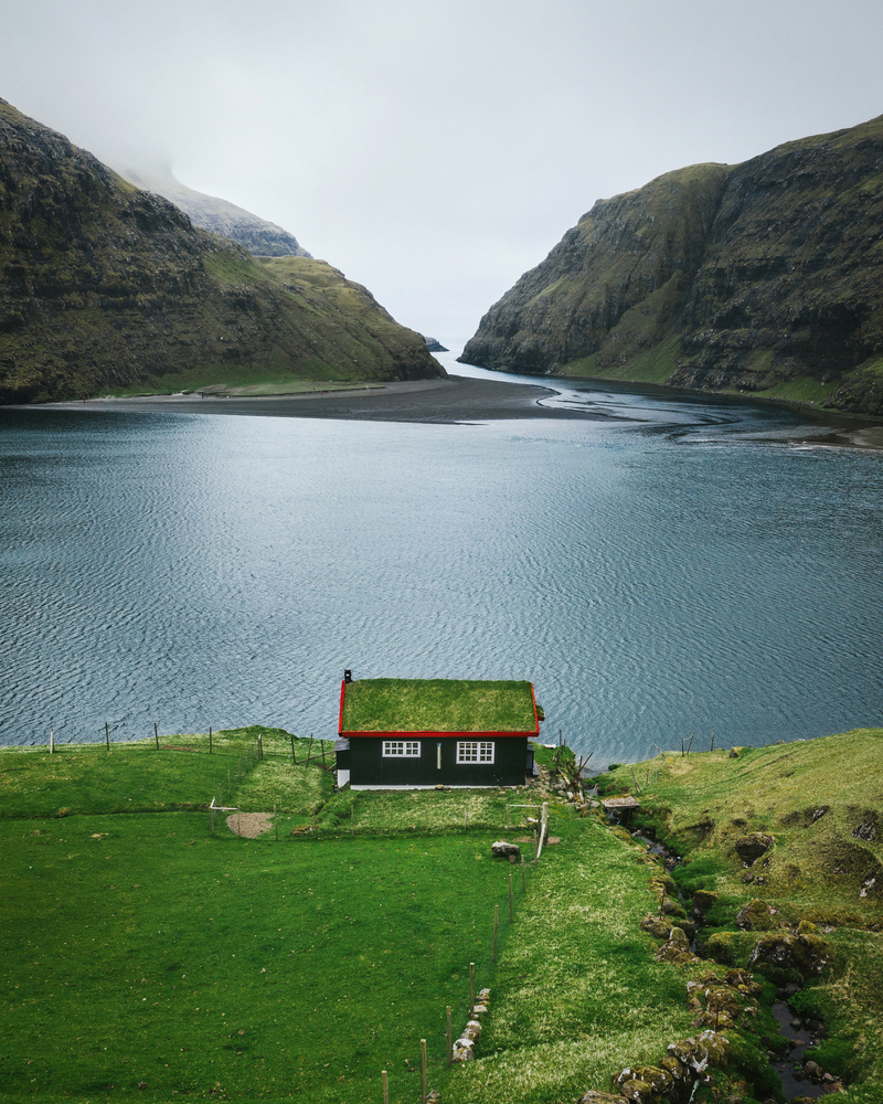 travel photography stock photo seaside house