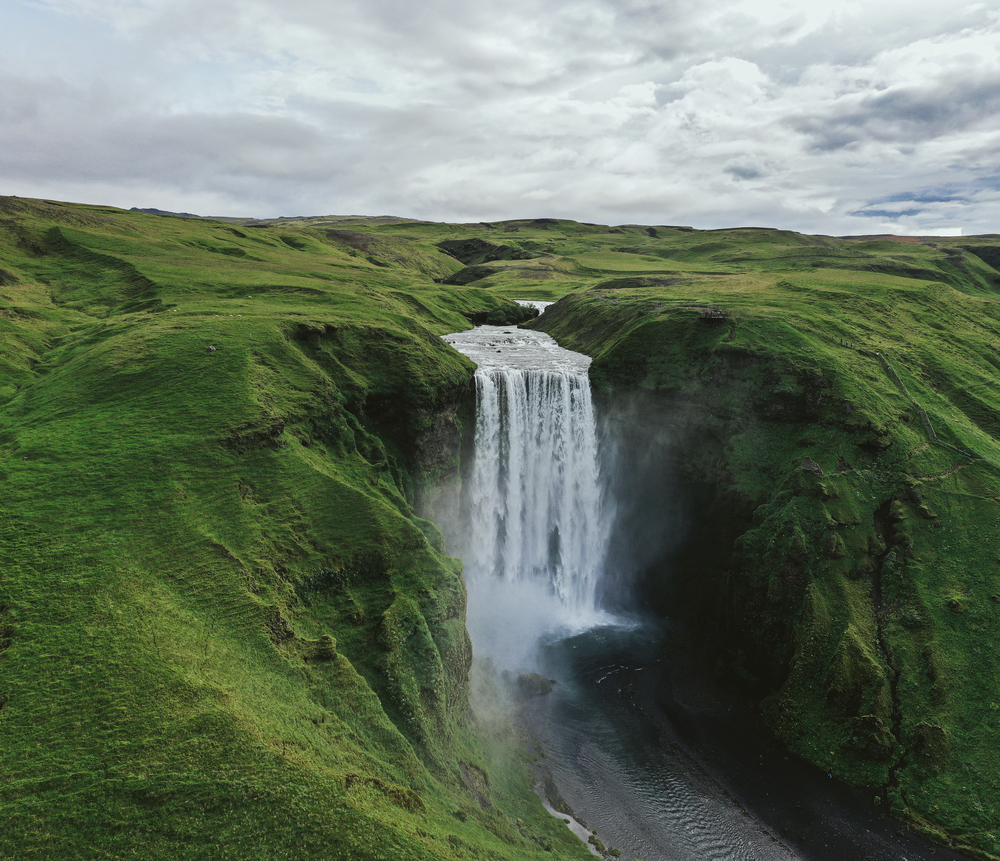 travel photography stock photo waterfall Iceland mountains