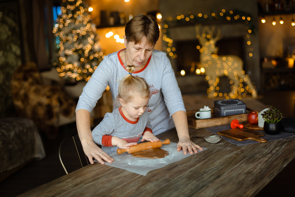 stock photo christmas cooking grandmother child