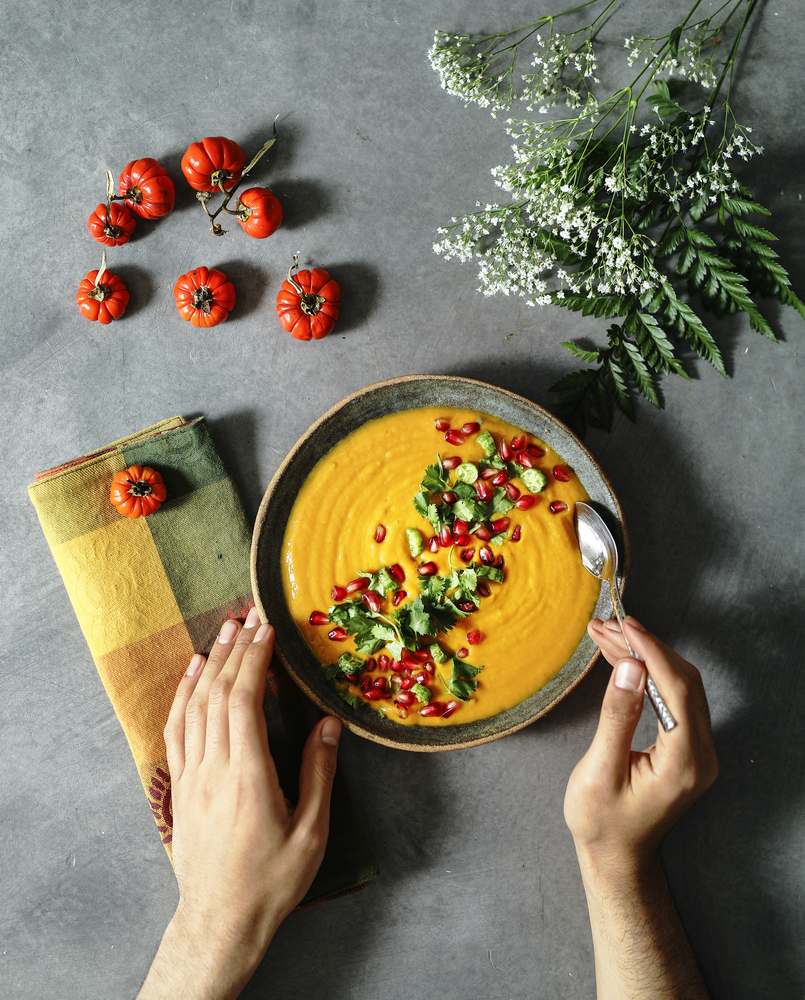 stock photo soup hands berry