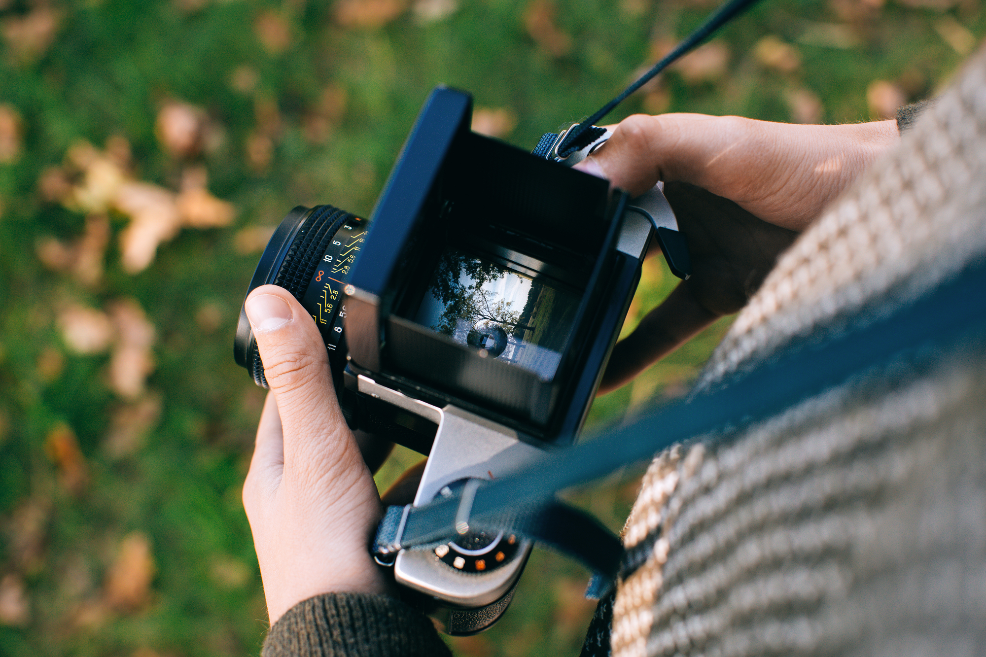 stock photo hands with vintage camera