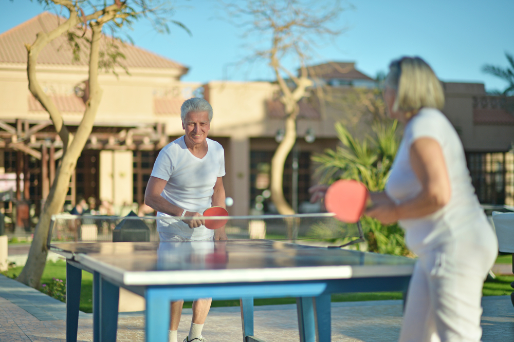 stock photo sport table Tennis seniors