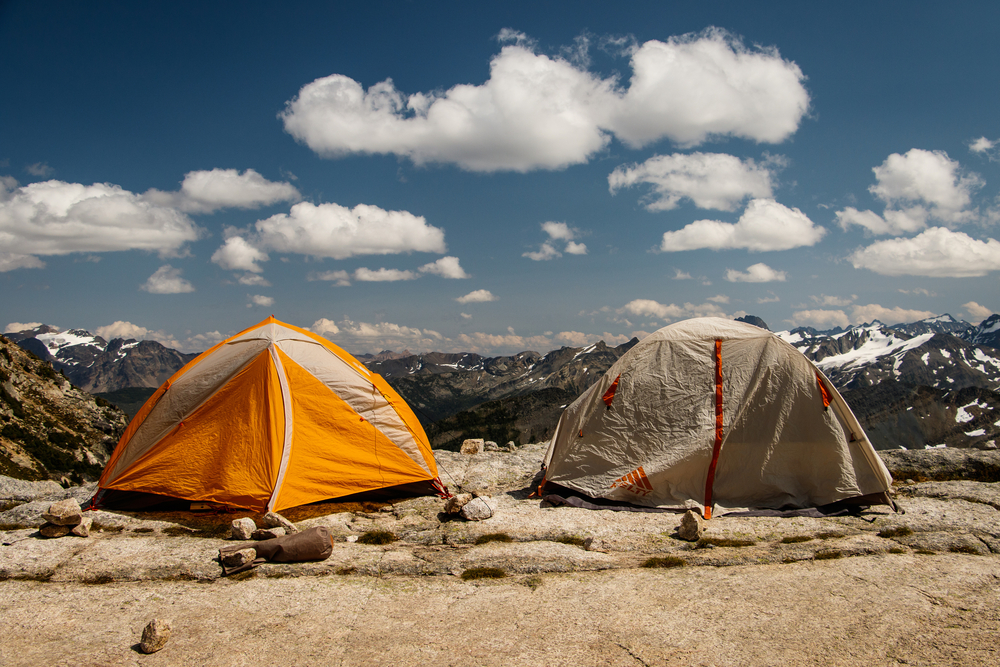 stock photo mountains camping fire