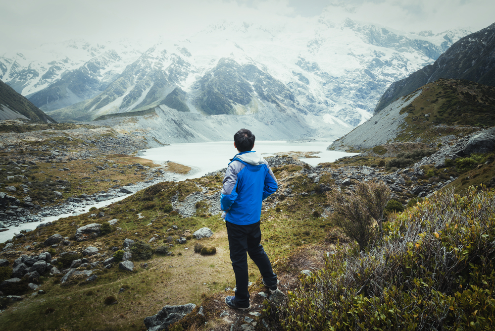 stock photo mountains traveler 